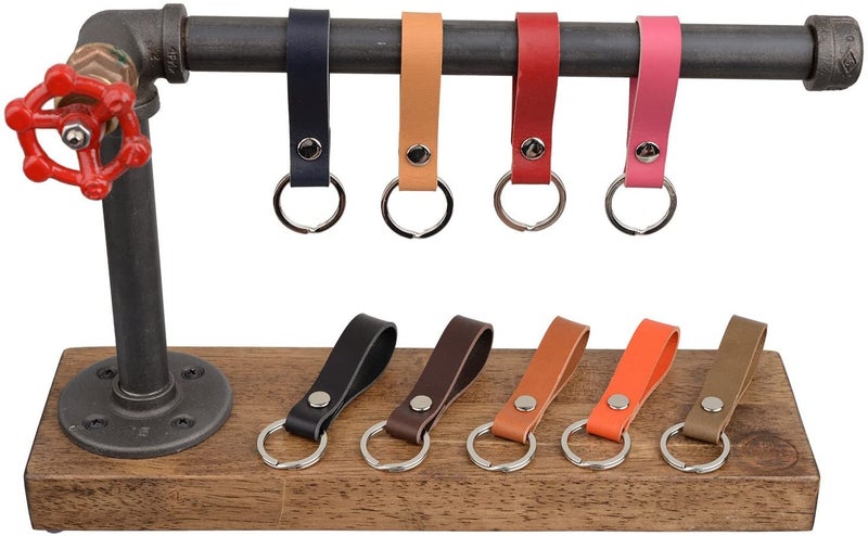 BeeSpring Leather Keychain Handcraft Silver Key Ring Lanyard Handmade (Black) - Image 4